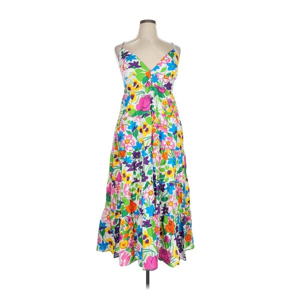 NWT J.Crew Cotton-poplin Button-up Midi in Ivory Vibrant Garden Floral Dress XL - Picture 3 of 6
